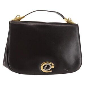Christian Dior Hand Bag Leather Brown Gold Auth